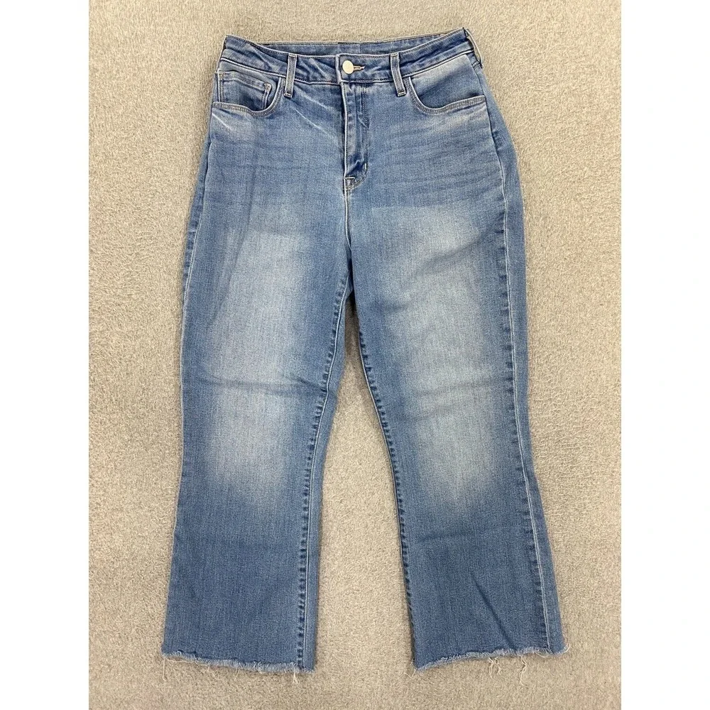 L'AGENCE Kendra High Waist Cropped Flare Raw Hem Womens 30 Stretch‎ Alamo Jeans
